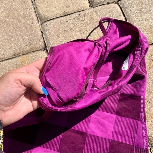 Ivivva girls racerback tank top purple checkered squares plaid size 12 - Picture 5 of 6